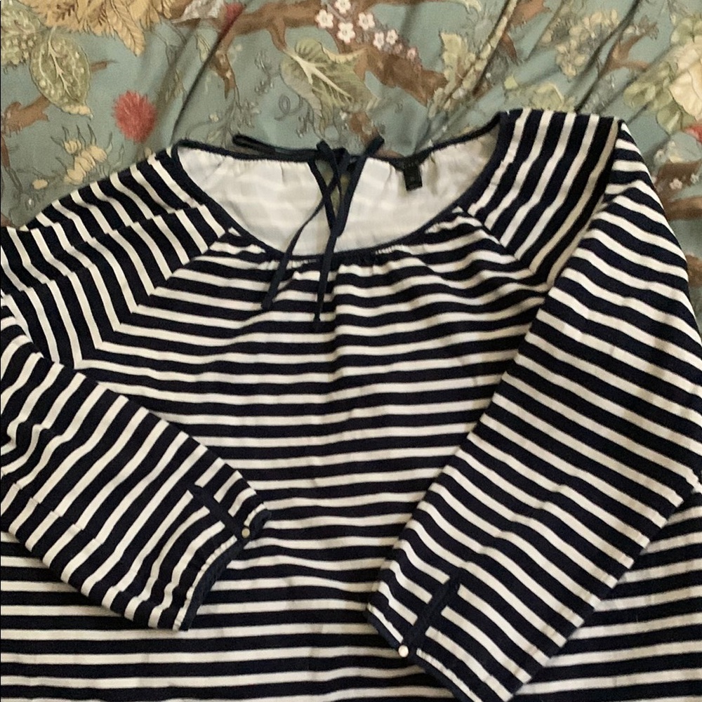 J. Crew Navy and White Striped Blouse